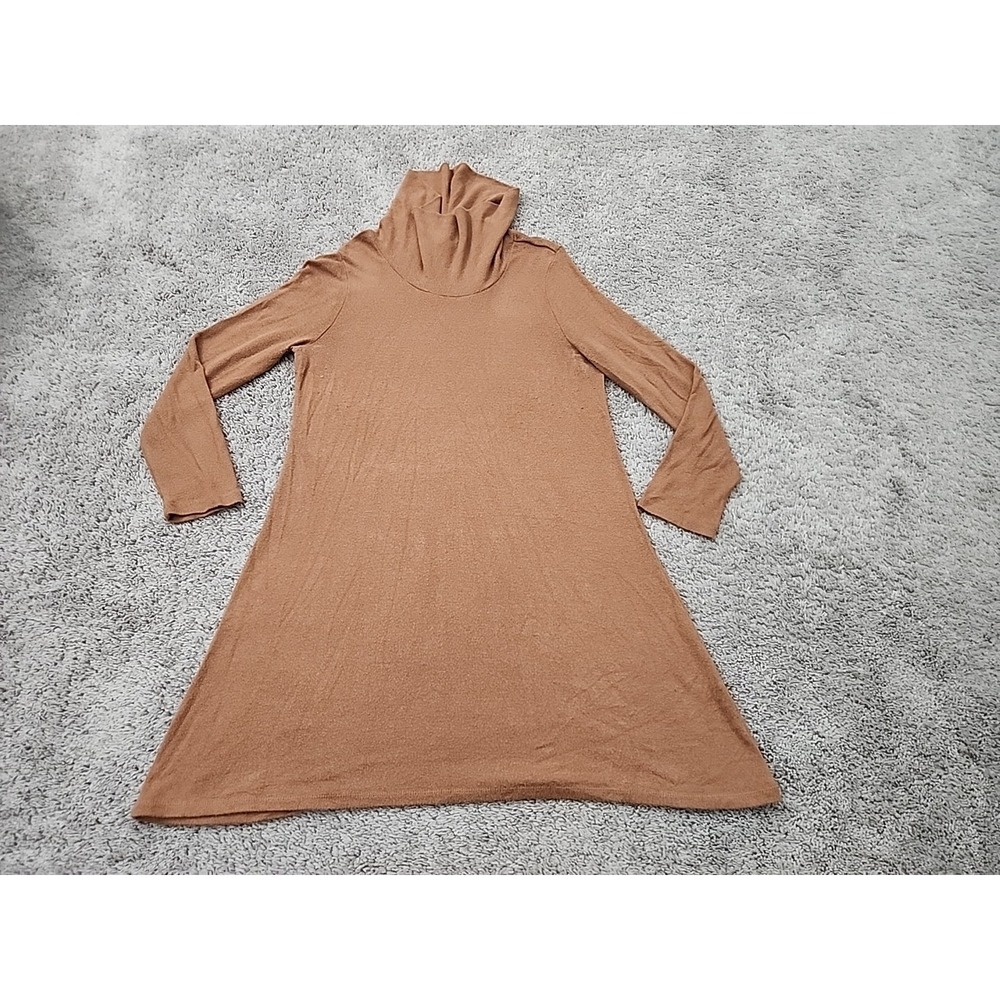 Market & Spruce Tunic Dress Womens XL Camel Brown Cowl Neck Long Sleeve Mini